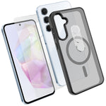 Samsung Galaxy A35 5G Magnetiskt Skal TPU + PC mobilskal med Skärmskydd i Högt Aluminium-Silikon Glas + PC Kameralinsskydd