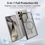 Samsung Galaxy S25 Ultra Magnetiskt Skal TPU + PC mobilskal med Skärmskydd i Högt Aluminium-Silikon Glas + PC Kameralinsskydd
