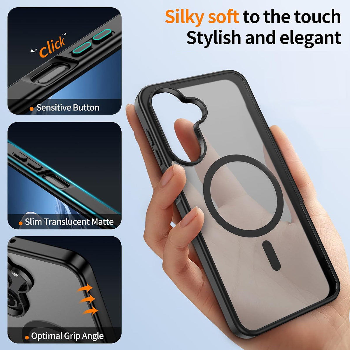 For Samsung Galaxy S24+ Magnetic Case TPU + PC Phone Cover with High Aluminium-Silicon Glass Screen Protector + PC Camera Lens Protector