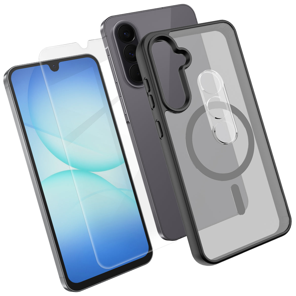 Samsung Galaxy A18 5G / Galaxy A18 4G Magnetiskt skal TPU + PC-mobilskal med skärmskydd av högkvalitativt aluminium-kiselglas + PC-kameralinsskydd