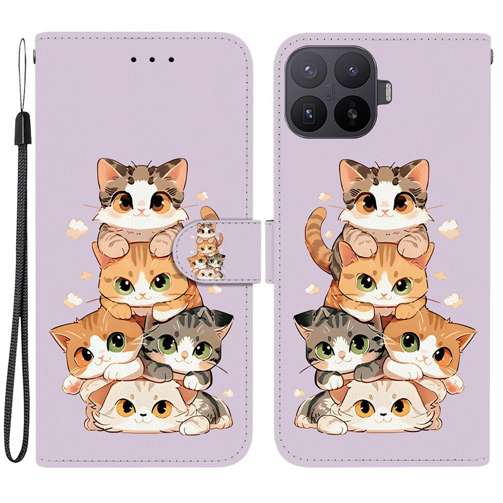 For Xiaomi 17T Wallet Case Flip Stand Pattern Printing PU Leather Phone Cover with Wrist Strap