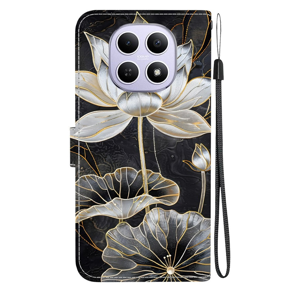 Wallet Case For Xiaomi Redmi Note 15 5G (Global)  /  15 4G (Global)  /  Poco M8 5G Flip Stand Pattern Printing PU Leather Phone Cover with Wrist Strap