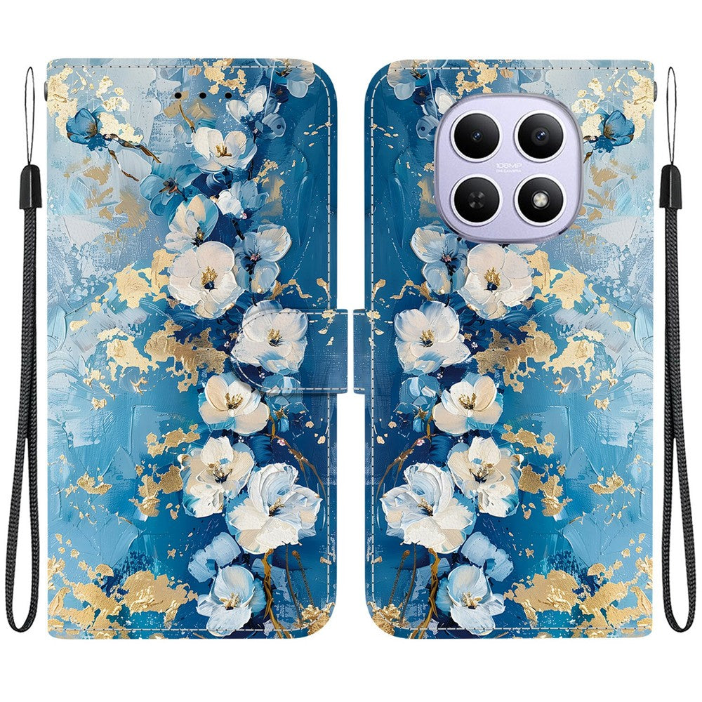 Plånboksfodral för Xiaomi Redmi Note 15 5G (Global) / 15 4G (Global) / Poco M8 5G, fällbart stativ, mönstertryck, PU-läder, mobilfodral med handledsrem