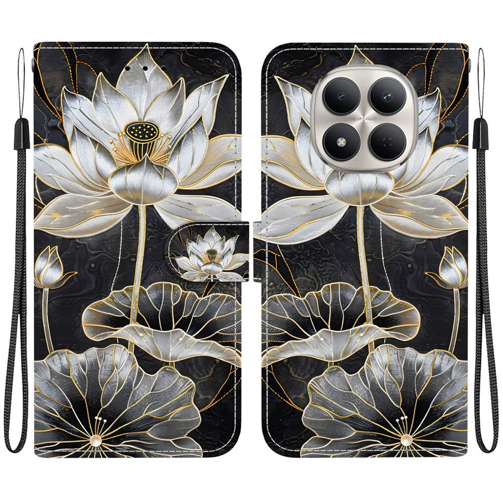 For Xiaomi Redmi Note 15 Pro+ 5G (Global)  /  Poco M8 Pro 5G Wallet Case Flip Stand Pattern Printing PU Leather Phone Cover with Wrist Strap