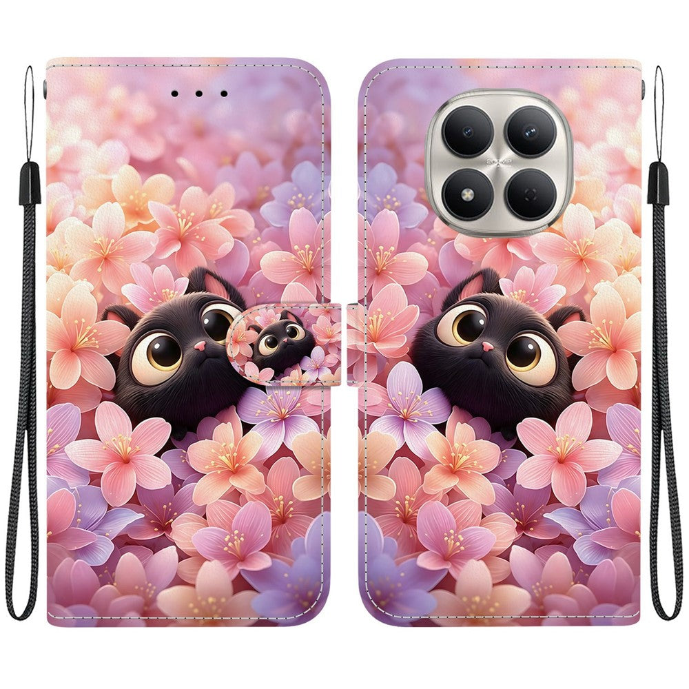 For Xiaomi Redmi Note 15 Pro+ 5G (Global)  /  Poco M8 Pro 5G Wallet Case Flip Stand Pattern Printing PU Leather Phone Cover with Wrist Strap