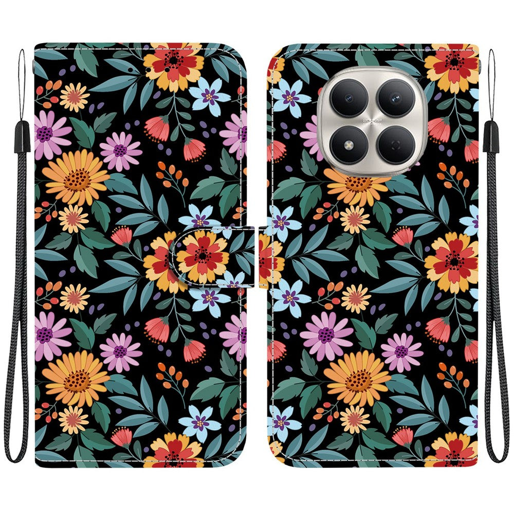 For Xiaomi Redmi Note 15 Pro+ 5G (Global)  /  Poco M8 Pro 5G Wallet Case Flip Stand Pattern Printing PU Leather Phone Cover with Wrist Strap
