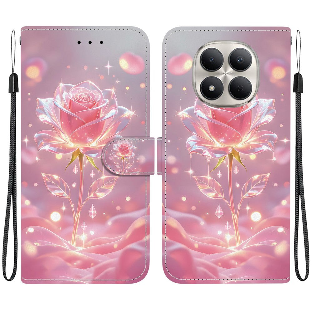 For Xiaomi Redmi Note 15 Pro+ 5G (Global)  /  Poco M8 Pro 5G Wallet Case Flip Stand Pattern Printing PU Leather Phone Cover with Wrist Strap