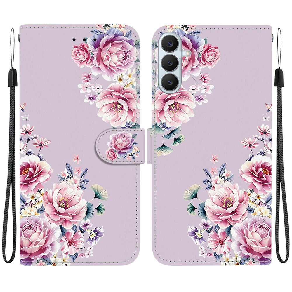 Samsung Galaxy S26+ Plånboksfodral med fällbart stativ och mönstertryck i PU-läder med handledsrem
