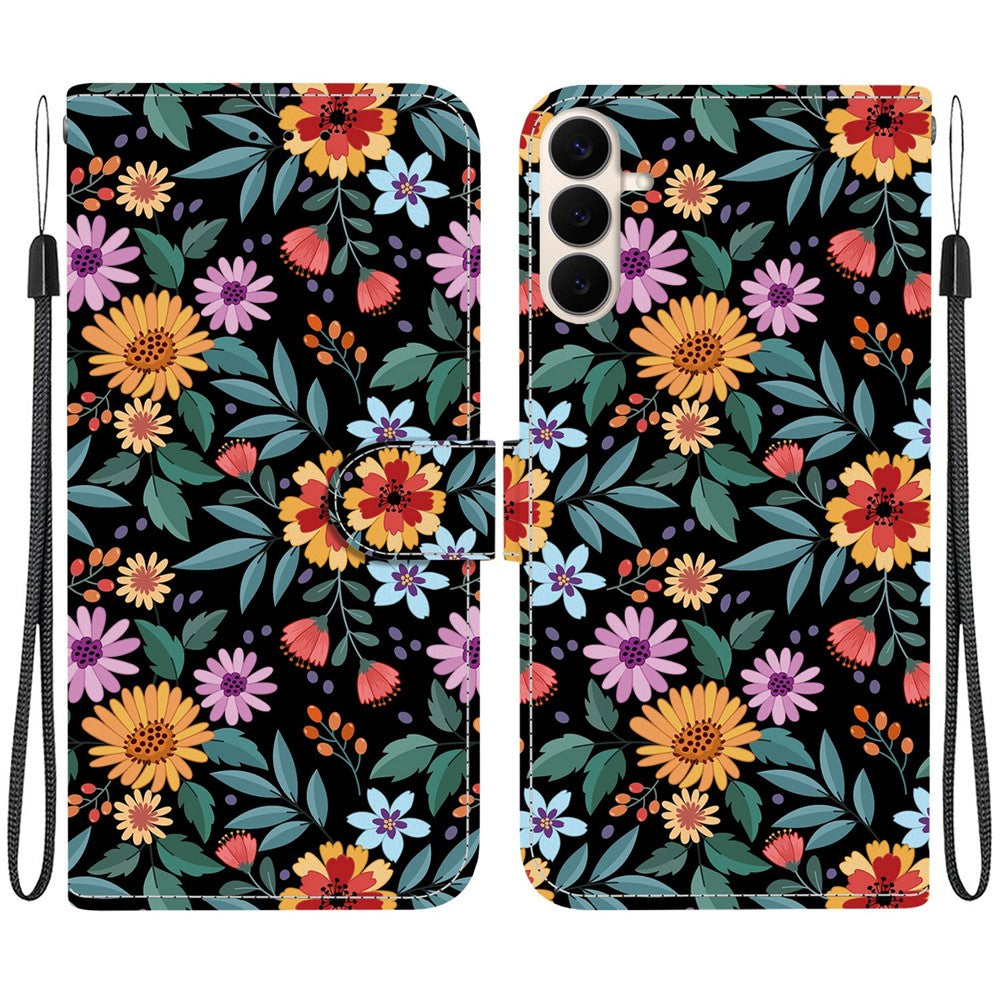 Samsung Galaxy S26 FE Plånboksfodral Flip Stand Mönster Tryck PU-läder Mobilskal med Handledsrem