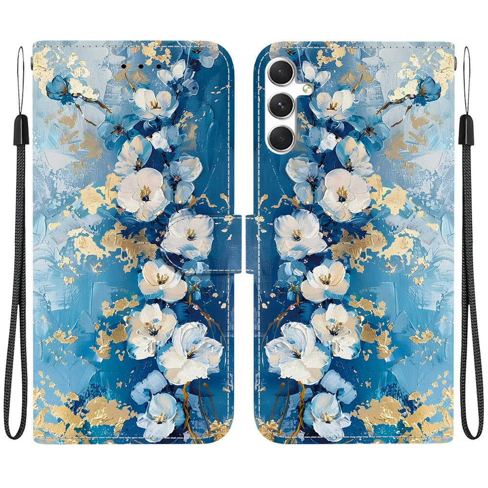 Plånboksfodral för Samsung Galaxy S25 med fällbart mönster och PU-läder