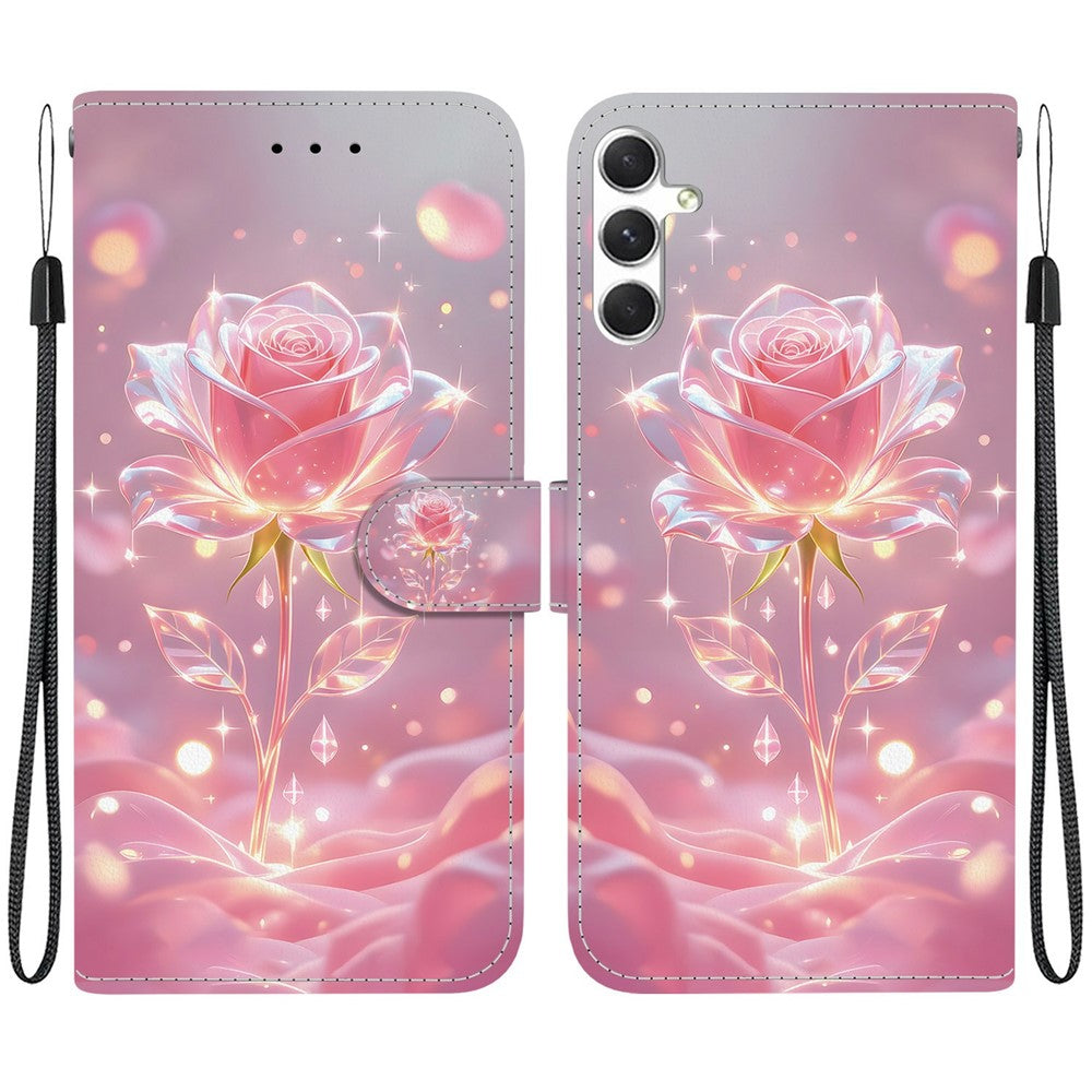 Plånboksfodral för Samsung Galaxy S25 med fällbart mönster och PU-läder