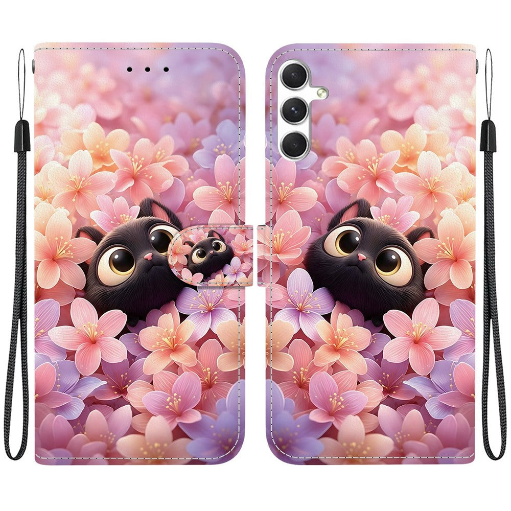 For Samsung Galaxy S25+ Wallet Case Flip Stand Pattern Printing PU Leather Phone Cover with Wrist Strap