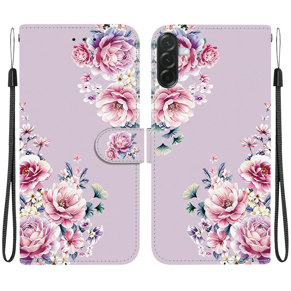 Samsung Galaxy A57 5G Plånboksfodral Flip Stand Mönstertryck PU-läder mobilskal med Handledsrem