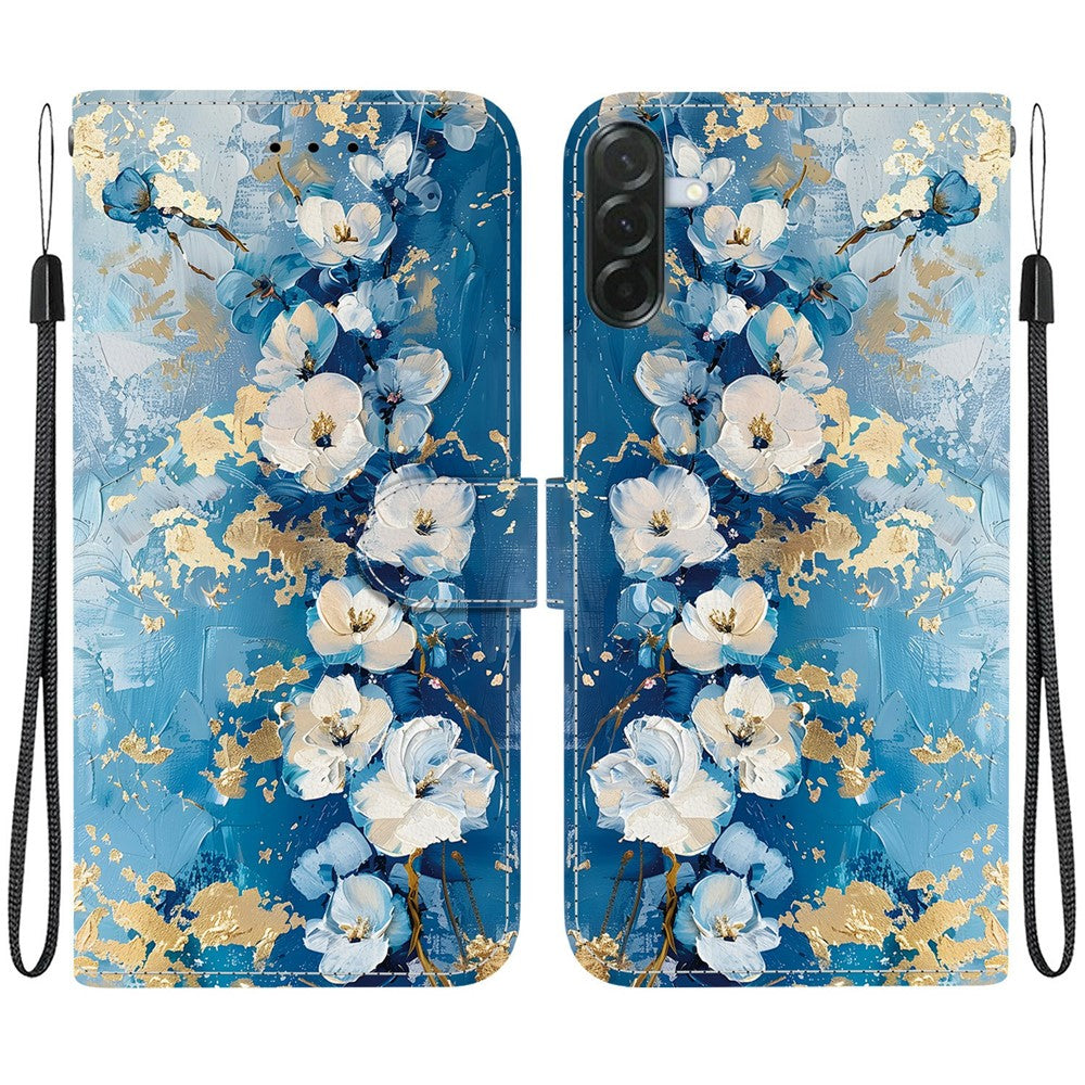 Samsung Galaxy A57 5G Plånboksfodral Flip Stand Mönstertryck PU-läder mobilskal med Handledsrem