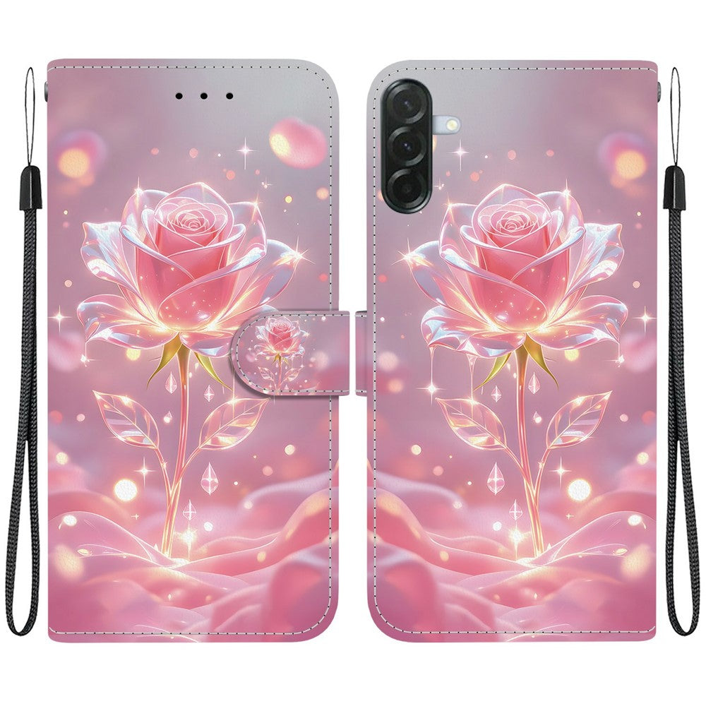 Samsung Galaxy A57 5G Plånboksfodral Flip Stand Mönstertryck PU-läder mobilskal med Handledsrem