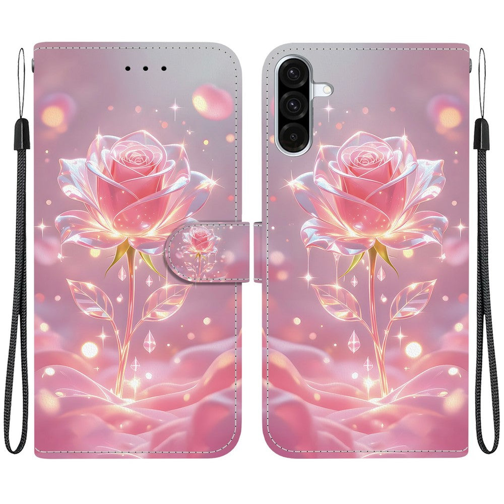 Samsung Galaxy A37 5G / A36 5G Plånboksfodral Flip Stand Mönstertryck PU-läder mobilskal med Handledsrem