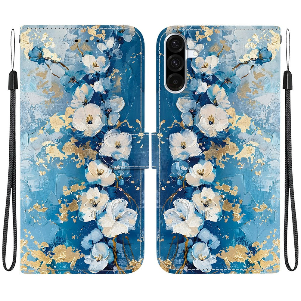 Samsung Galaxy A56 5G Plånboksfodral Flip Stativ Mönster Tryck PU-läder mobilskal med Handledsrem