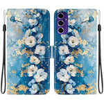 Samsung Galaxy A16 5G / A16 4G-pungcover, flipcover med stander og mønstertryk i PU-læder, med håndledsrem