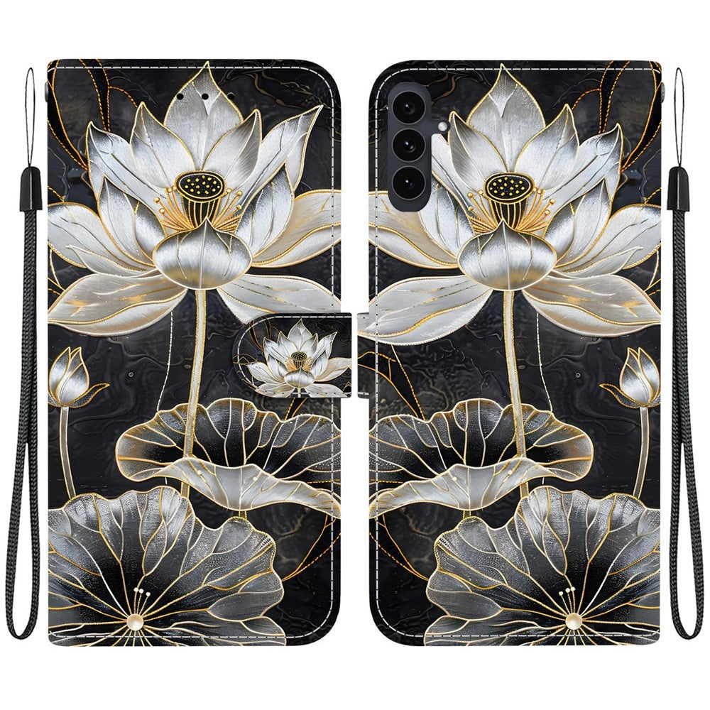 For Samsung Galaxy S25 FE Wallet Case Flip Stand Pattern Printing PU Leather Phone Cover with Wrist Strap