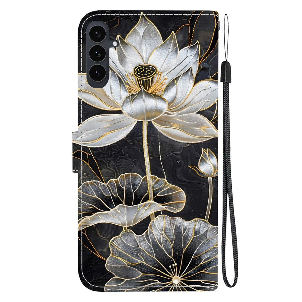 For Samsung Galaxy S25 FE Wallet Case Flip Stand Pattern Printing PU Leather Phone Cover with Wrist Strap