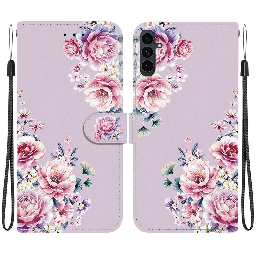 For Samsung Galaxy S25 FE Wallet Case Flip Stand Pattern Printing PU Leather Phone Cover with Wrist Strap