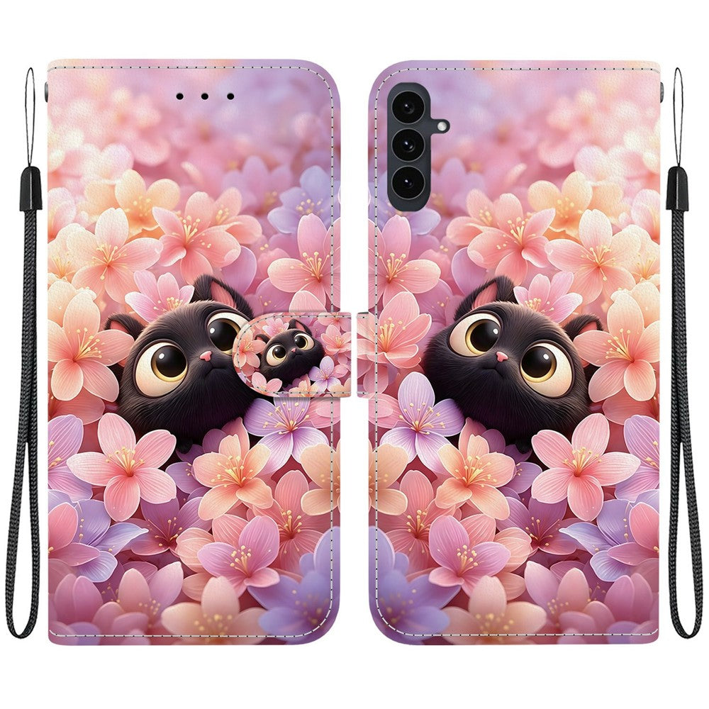 For Samsung Galaxy S25 FE Wallet Case Flip Stand Pattern Printing PU Leather Phone Cover with Wrist Strap