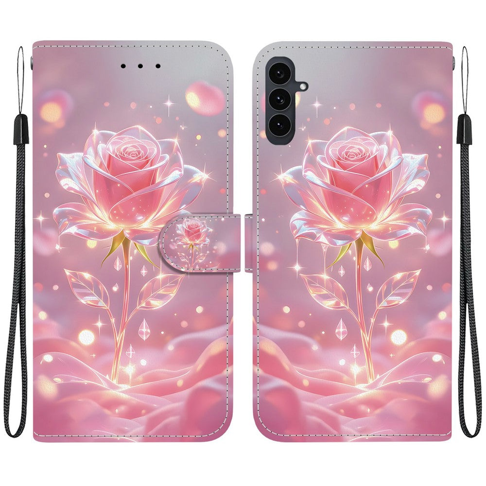For Samsung Galaxy S25 FE Wallet Case Flip Stand Pattern Printing PU Leather Phone Cover with Wrist Strap