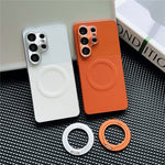 For Samsung Galaxy S24 Ultra Magnetic Case with Detachable Kickstand Grid Texture Tech Fabric Coated PC + TPU Phone Cover