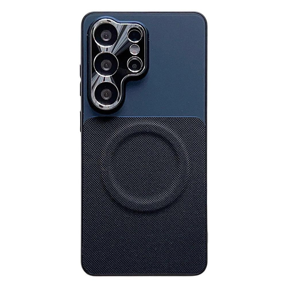 For Samsung Galaxy S24 Ultra Magnetic Case with Detachable Kickstand Grid Texture Tech Fabric Coated PC + TPU Phone Cover