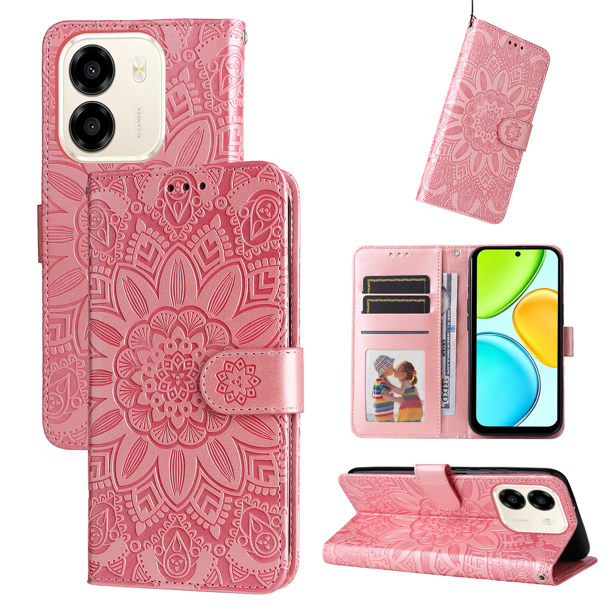 For Honor X7e 4G / Honor Play 80 Plus 5G / Honor X6e 4G Case Sunflower Imprint Leather Wallet Phone Cover