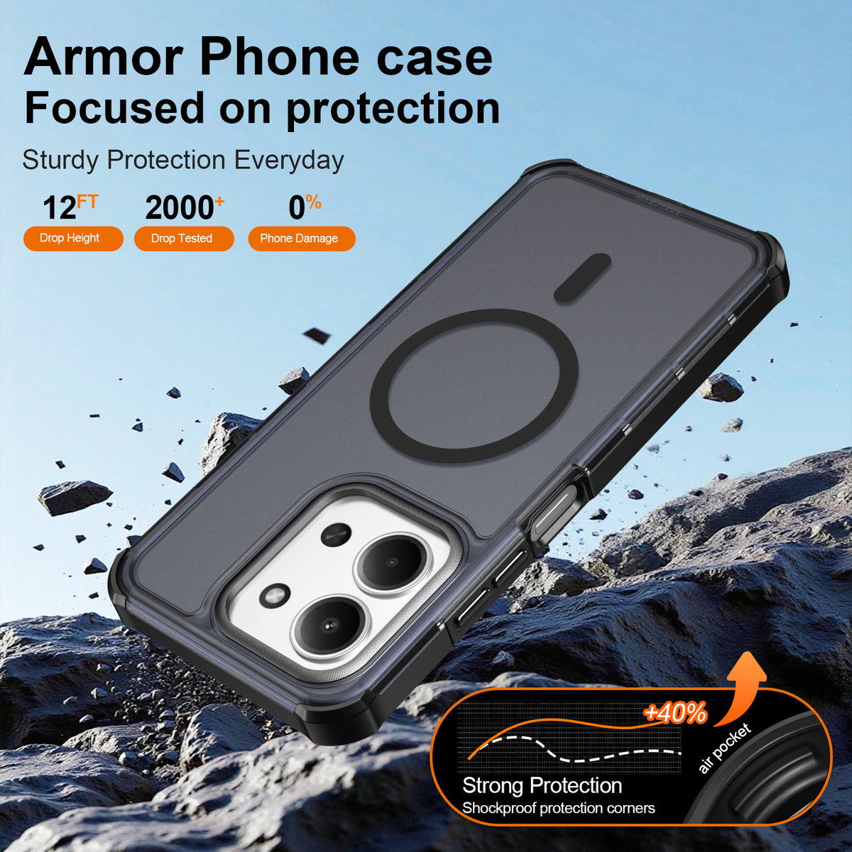 Xiaomi Poco C85 4G (171mm) / Xiaomi Redmi 15C 5G (Global) (171mm) / Xiaomi Redmi 15C 4G (Global) (171mm) Magnetiskt skal Elektropläterad ram Skin-touch TPU+PC mobilskal