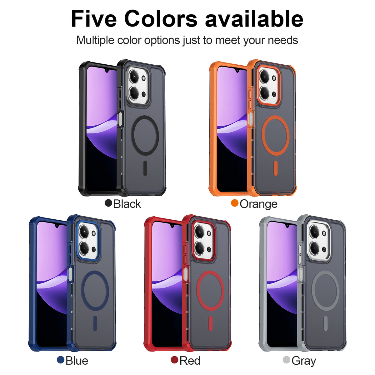 Xiaomi Poco C85 4G (171mm) / Xiaomi Redmi 15C 5G (Global) (171mm) / Xiaomi Redmi 15C 4G (Global) (171mm) Magnetiskt skal Elektropläterad ram Skin-touch TPU+PC mobilskal