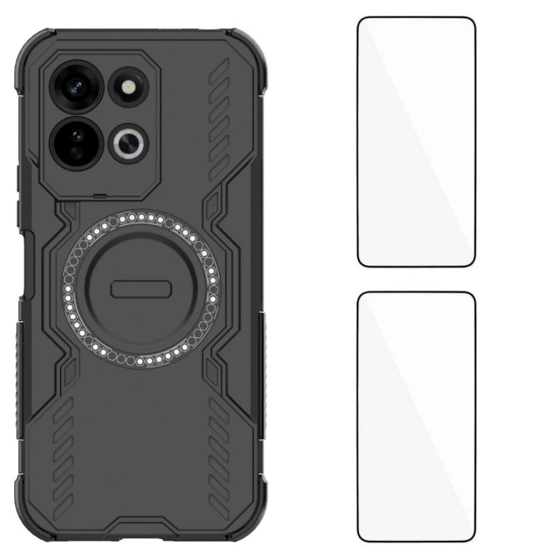 WANLONFENG för Xiaomi Redmi 17 5G / Xiaomi Redmi 17 4G magnetiskt skal DJ-serien PC TPU mobilskal med 2 st härdat glasfilm