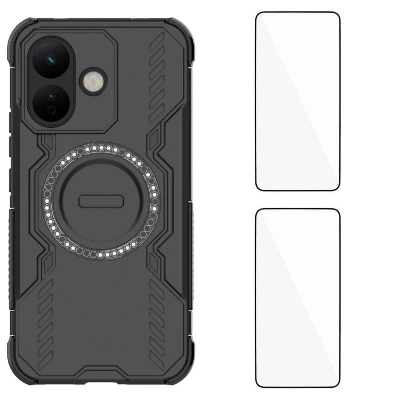 WANLONFENG för Xiaomi Redmi Note 17 Pro 5G magnetiskt skal DJ-serien PC TPU mobilskal med 2 st härdat glasfilm