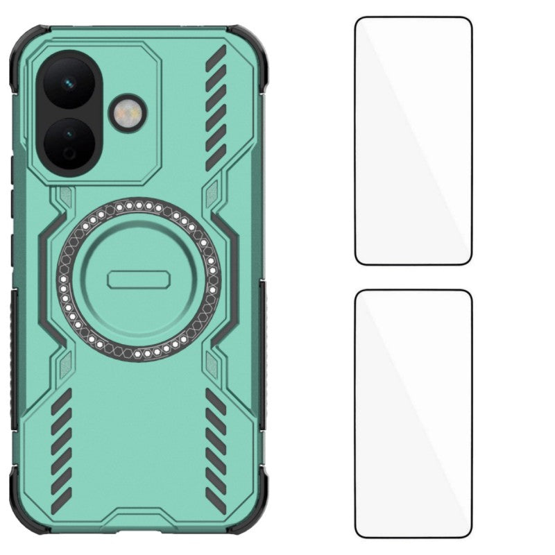 WANLONFENG för Xiaomi Redmi Note 17 Pro 5G magnetiskt skal DJ-serien PC TPU mobilskal med 2 st härdat glasfilm