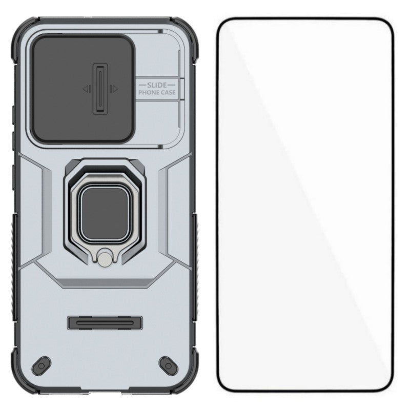WANLONFENG för Xiaomi Redmi Note 17 Pro 5G ZDX-seriens skal PC TPU stativ bakstycke med linsskydd + härdat glas