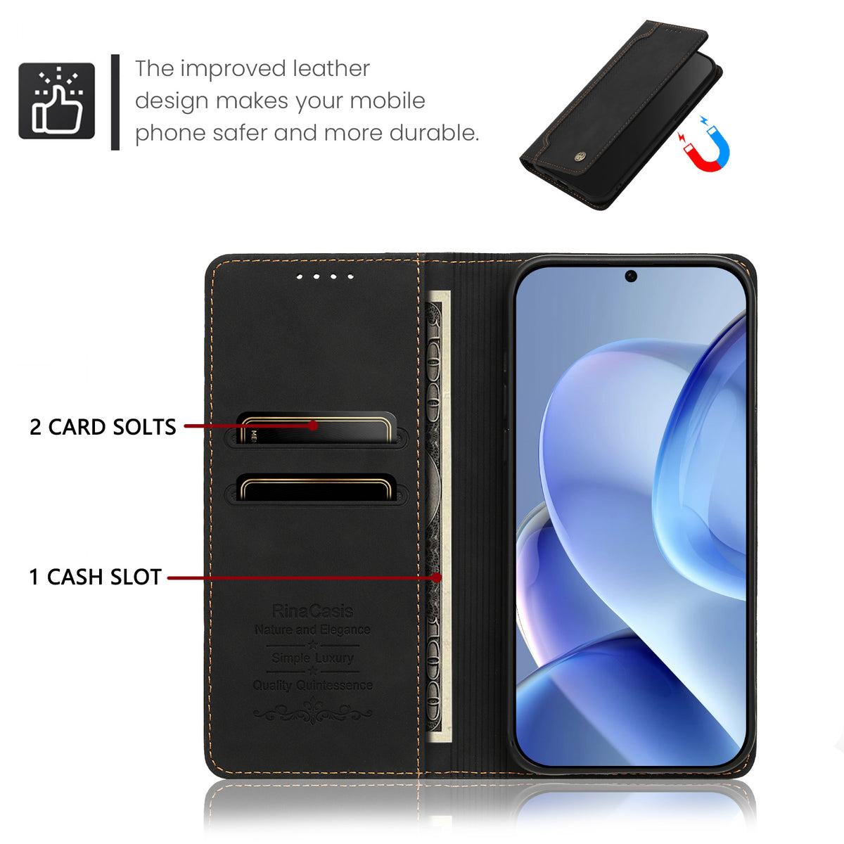 Samsung Galaxy A36 5G / Galaxy A56 5G / Galaxy A37 5G skal magnetisk stängning plånboksfodral TPU PU-läder mobilskal