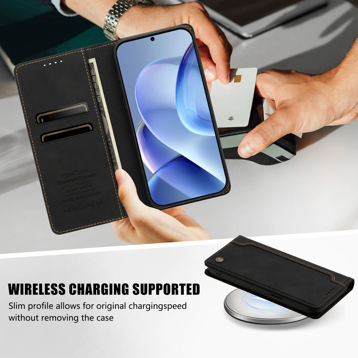 Xiaomi Redmi Note 17 Pro 5G-skal Magnetisk stängning Plånboksfodral TPU PU-läder mobilskal
