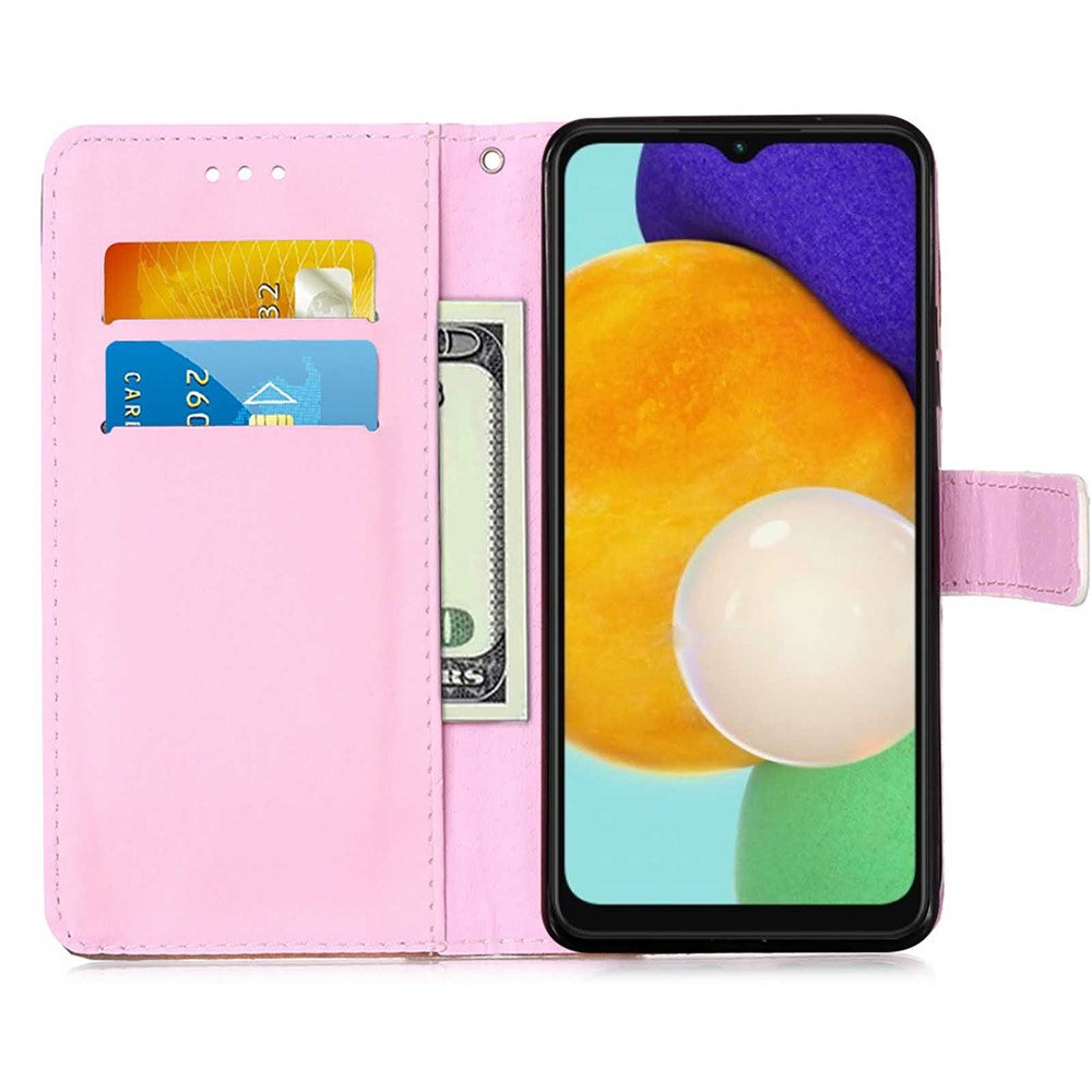For Samsung Galaxy A54 5G Leather Case with Strap and Card Holder Pattern Printing Phone Stand Cover