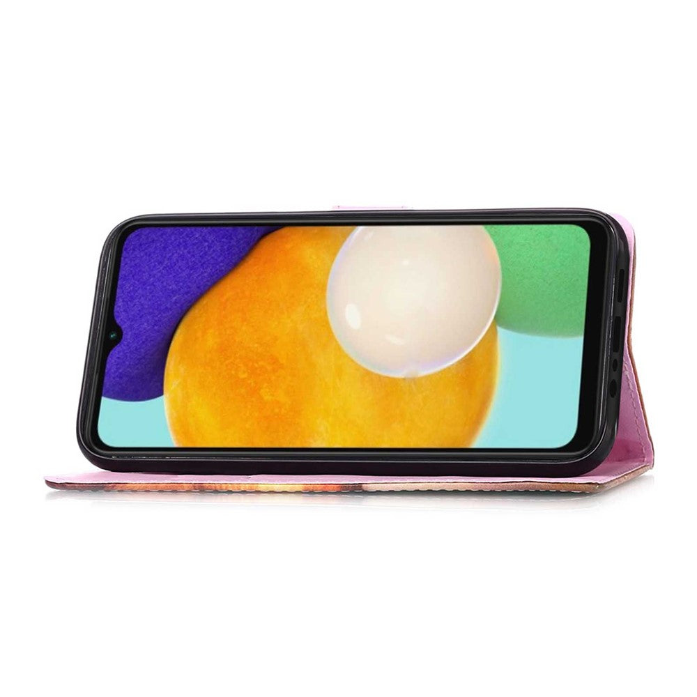 For Samsung Galaxy A54 5G Leather Case with Strap and Card Holder Pattern Printing Phone Stand Cover