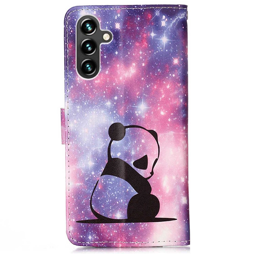For Samsung Galaxy A54 5G Leather Case with Strap and Card Holder Pattern Printing Phone Stand Cover