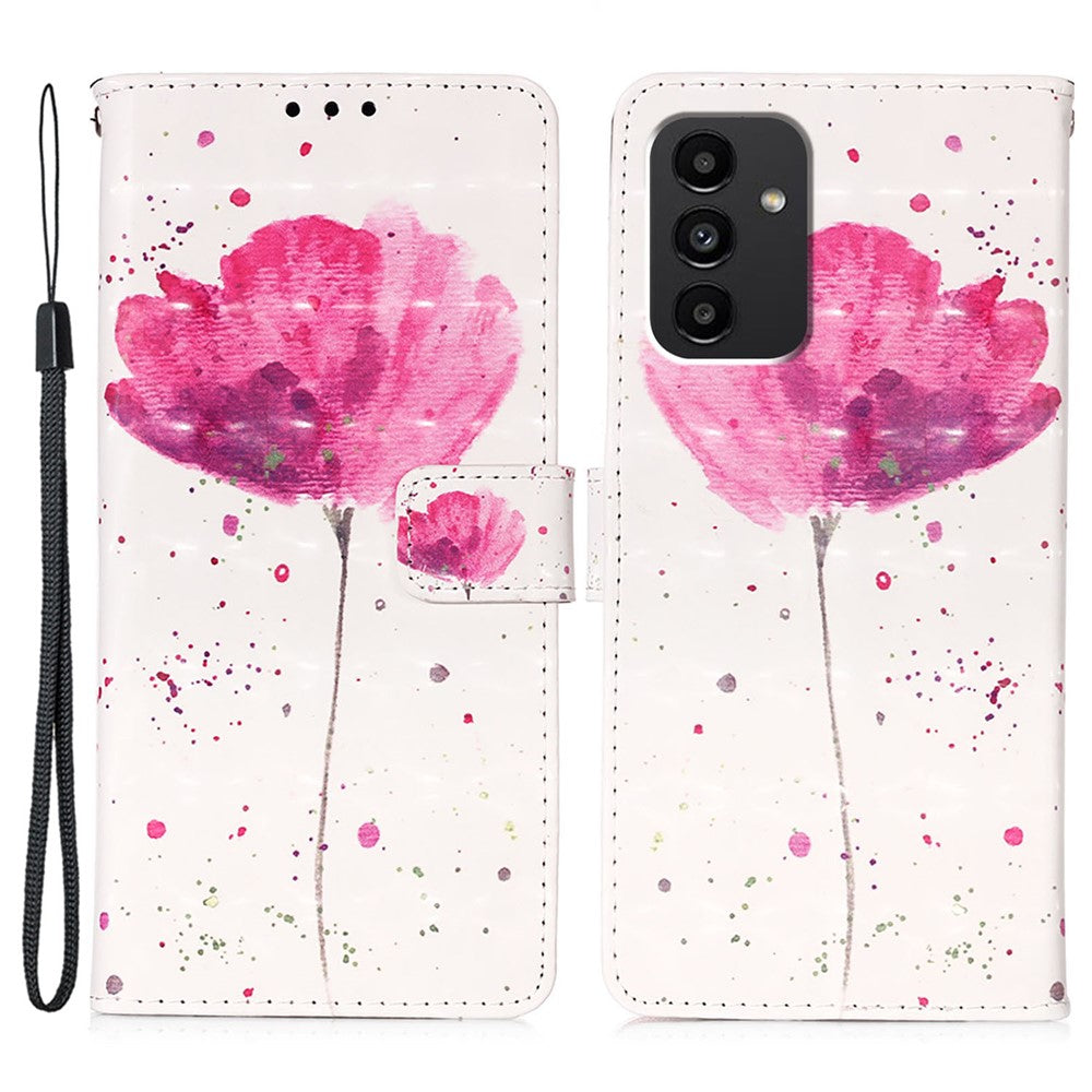 For Samsung Galaxy A54 5G Leather Case 3D Pattern Printing Wallet Stand Mobile Cover with Strap