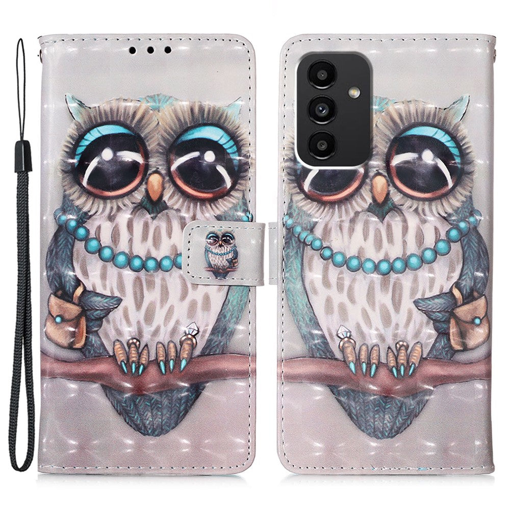 Samsung Galaxy A54 5G Läderfodral 3D-mönstertryck Plånboksfodral med rem