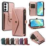 Samsung Galaxy A16 4G / Galaxy M16 5G / Galaxy F16 5G / Galaxy A16 5G-magnetisk etui med aftagelig RFID-blokerende pung, PU-læder + mat TPU-mobilcover med remme