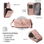 For Samsung Galaxy S25 FE Magnetic Case Detachable RFID Blocking Wallet PU Leather + Matte TPU Phone Cover with Straps