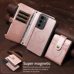 For Samsung Galaxy S25 FE Magnetic Case Detachable RFID Blocking Wallet PU Leather + Matte TPU Phone Cover with Straps
