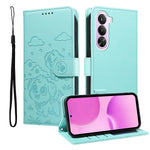 For OnePlus Nord CE6 Lite 5G / Realme P4x 5G Case RFID Blocking Imprinted Dog Pattern PU Leather Phone Cover with Wrist Strap