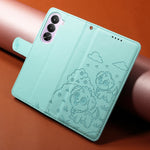 For OnePlus Nord CE6 Lite 5G / Realme P4x 5G Case RFID Blocking Imprinted Dog Pattern PU Leather Phone Cover with Wrist Strap