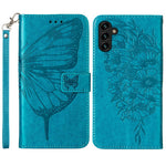 For Samsung Galaxy A54 5G Wallet Case with Wrist Strap Butterfly Imprint Leather Phone Cover