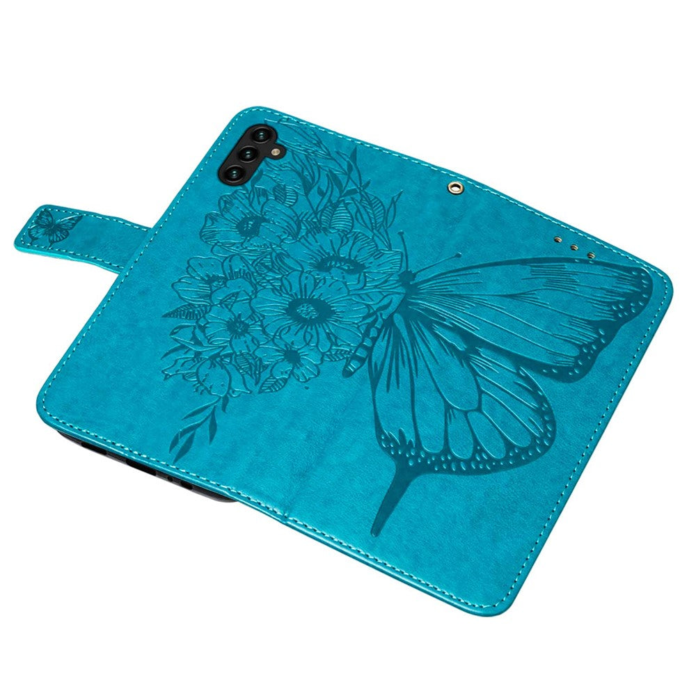For Samsung Galaxy A54 5G Wallet Case with Wrist Strap Butterfly Imprint Leather Phone Cover